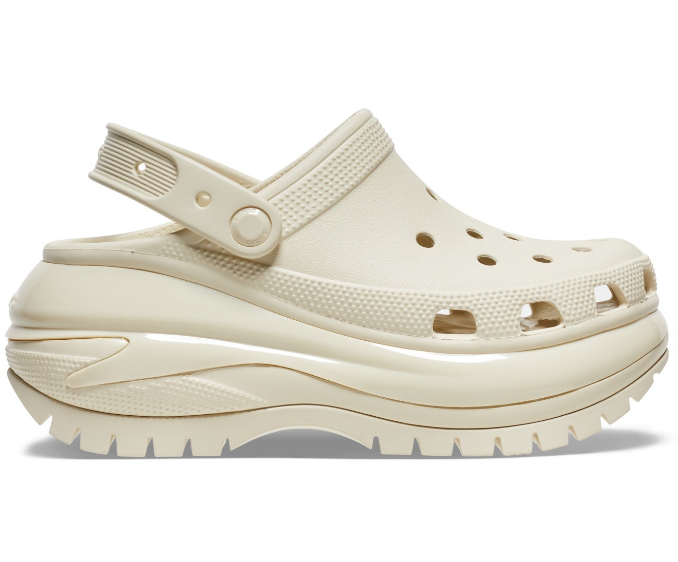 sandália crocs classic crush platform clog bone bege